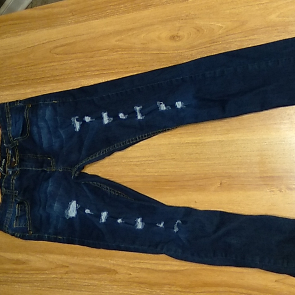 Girls high waisted distressed jeans